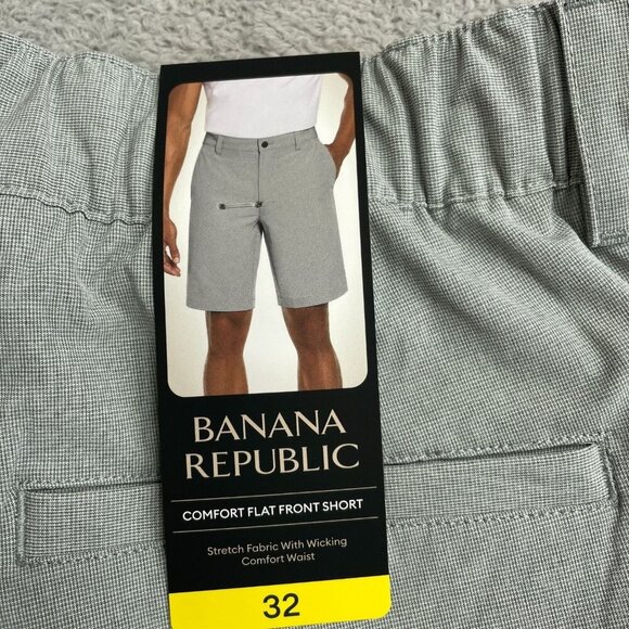 NEW Banana Republic Men's 32 Comfort Flat Front Shorts Gray Stretch - Picture 7 of 8